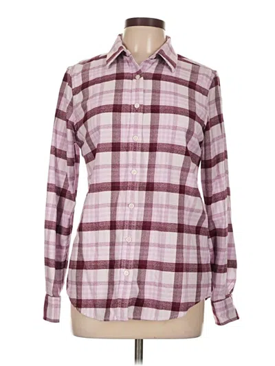 Pre-owned Lands' End Long Sleeve Button Down Shirt In Burgundy