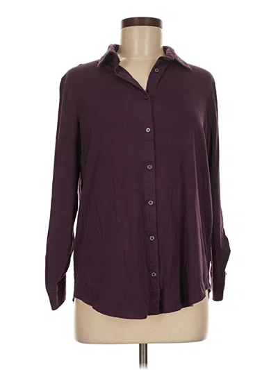 Pre-owned Lands' End Long Sleeve Button Down Shirt In Burgundy