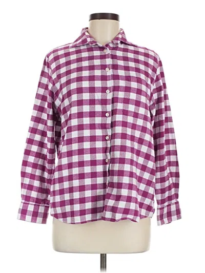 Pre-owned Lands' End Long Sleeve Button Down Shirt In Burgundy