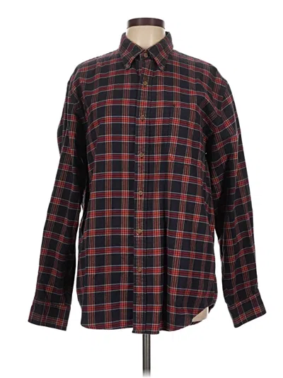 Pre-owned Lands' End Long Sleeve Button Down Shirt In Burgundy