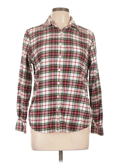 Pre-owned Lands' End Long Sleeve Button Down Shirt In Burgundy