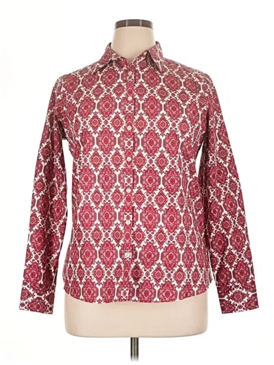 Pre-owned Lands' End Long Sleeve Button Down Shirt In Burgundy