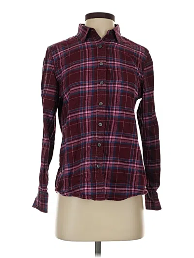 Pre-owned Lands' End Long Sleeve Button Down Shirt In Burgundy