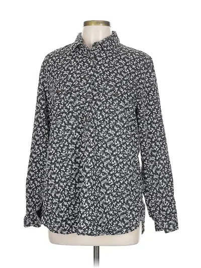 Pre-owned Lands' End Long Sleeve Button Down Shirt In Gray