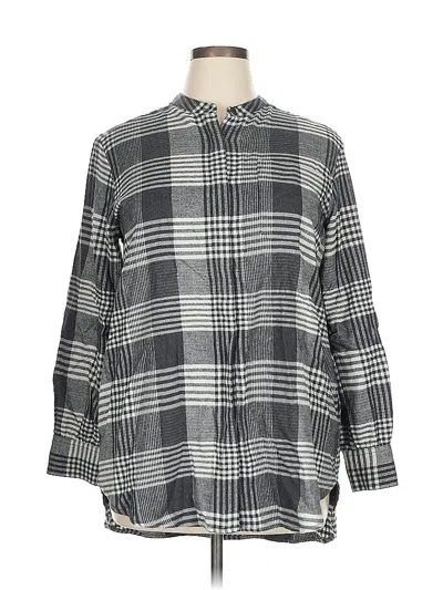 Pre-owned Lands' End Long Sleeve Button Down Shirt In Gray