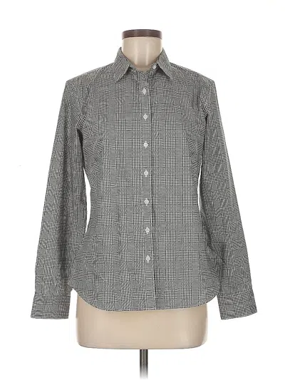 Pre-owned Lands' End Long Sleeve Button Down Shirt In Gray