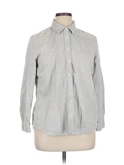 Pre-owned Lands' End Long Sleeve Button Down Shirt In Gray