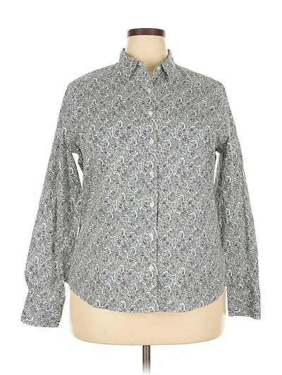 Pre-owned Lands' End Long Sleeve Button Down Shirt In Gray