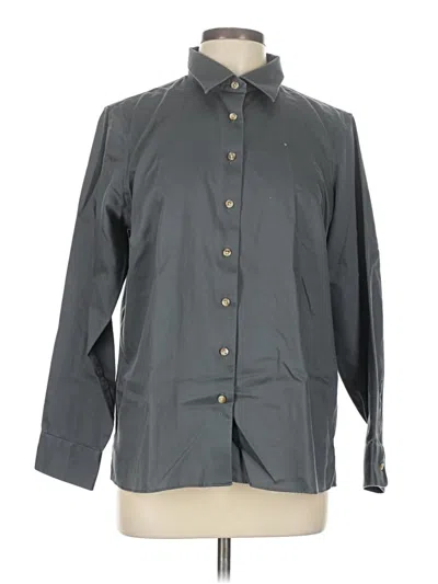 Pre-owned Lands' End Long Sleeve Button Down Shirt In Gray