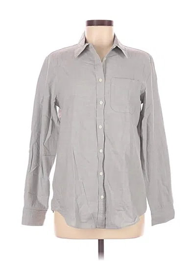 Pre-owned Lands' End Long Sleeve Button Down Shirt In Gray