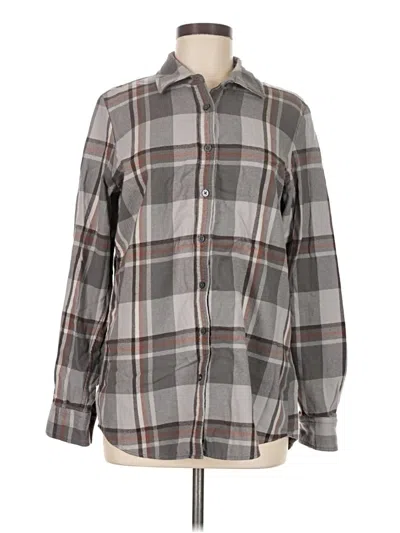 Pre-owned Lands' End Long Sleeve Button Down Shirt In Gray