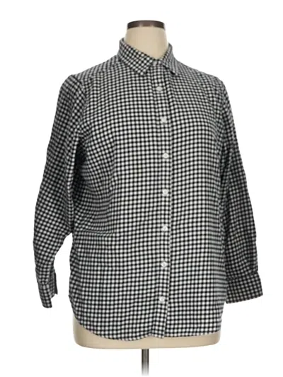 Pre-owned Lands' End Long Sleeve Button Down Shirt In Gray