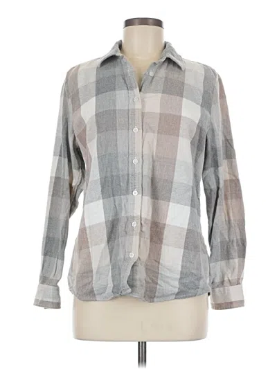 Pre-owned Lands' End Long Sleeve Button Down Shirt In Gray