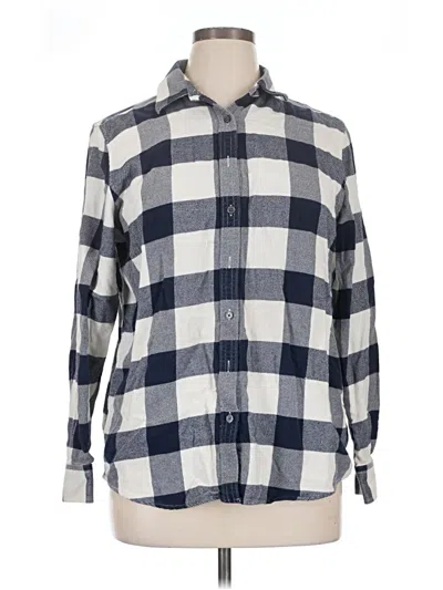 Pre-owned Lands' End Long Sleeve Button Down Shirt In Gray