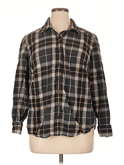 Pre-owned Lands' End Long Sleeve Button Down Shirt In Gray