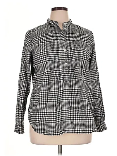 Pre-owned Lands' End Long Sleeve Button Down Shirt In Gray