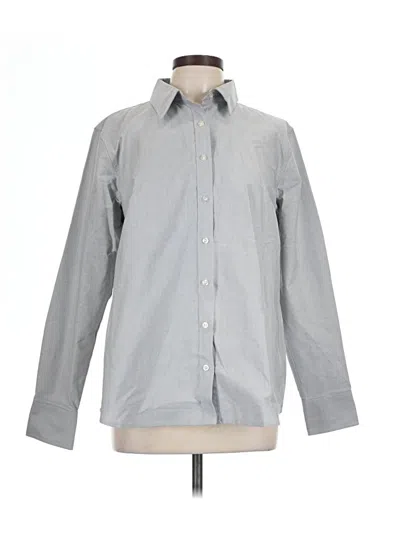Pre-owned Lands' End Long Sleeve Button Down Shirt In Gray