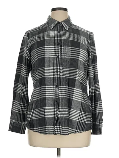 Pre-owned Lands' End Long Sleeve Button Down Shirt In Gray