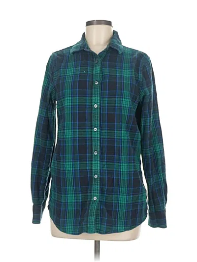 Pre-owned Lands' End Long Sleeve Button Down Shirt In Green