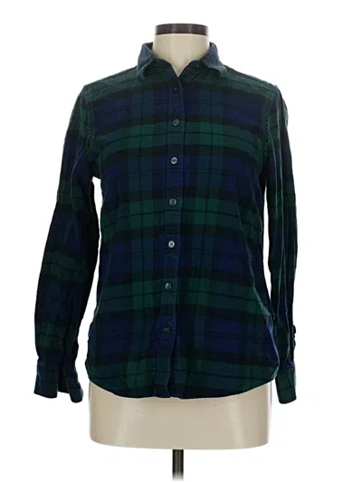 Pre-owned Lands' End Long Sleeve Button Down Shirt In Green