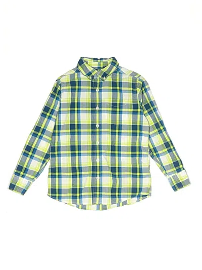 Pre-owned Lands' End Kids'  Long Sleeve Button Down Shirt In Green