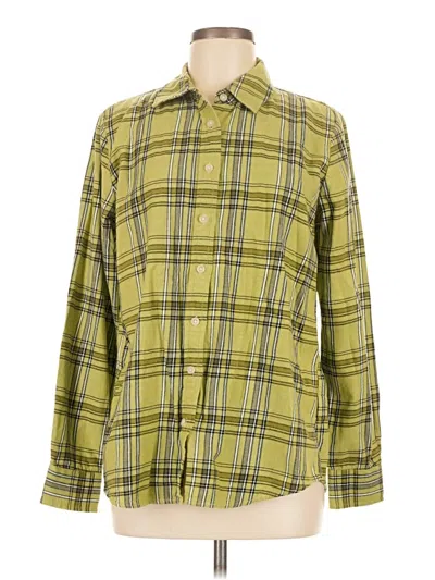 Pre-owned Lands' End Long Sleeve Button Down Shirt In Green