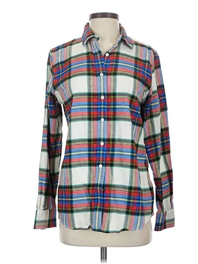 Pre-owned Lands' End Long Sleeve Button Down Shirt In Green