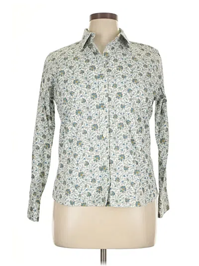 Pre-owned Lands' End Long Sleeve Button Down Shirt In Green