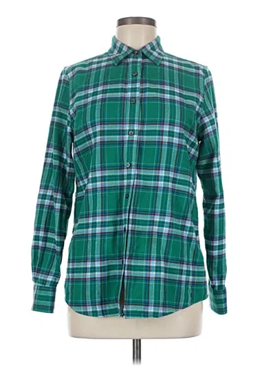 Pre-owned Lands' End Long Sleeve Button Down Shirt In Green
