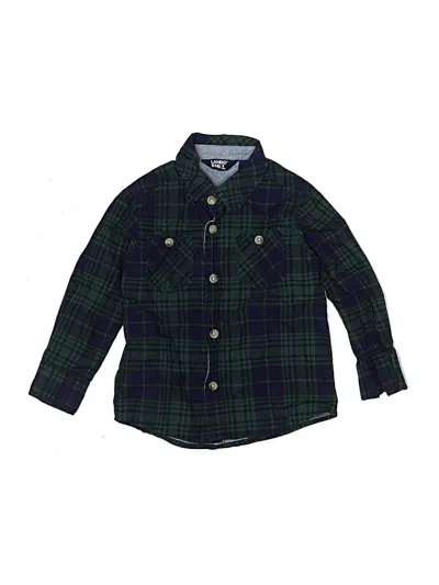 Pre-owned Lands' End Kids'  Long Sleeve Button Down Shirt In Green