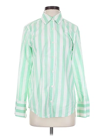 Pre-owned Lands' End Long Sleeve Button Down Shirt In Green