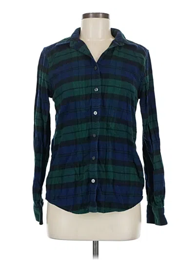 Pre-owned Lands' End Long Sleeve Button Down Shirt In Green