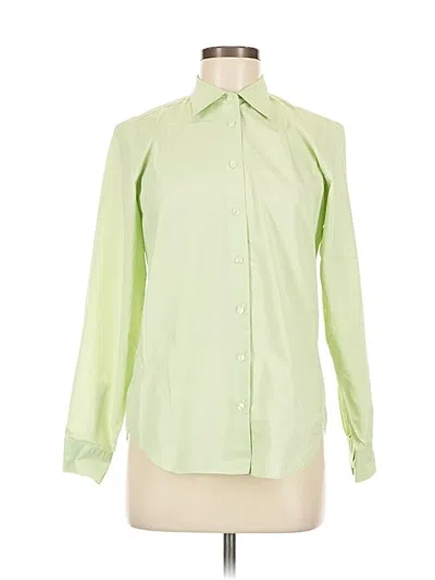 Pre-owned Lands' End Long Sleeve Button Down Shirt In Green