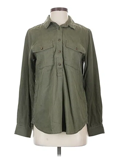 Pre-owned Lands' End Long Sleeve Button Down Shirt In Green
