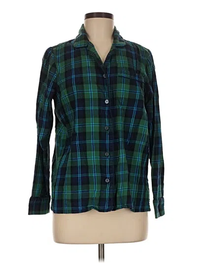 Pre-owned Lands' End Long Sleeve Button Down Shirt In Green