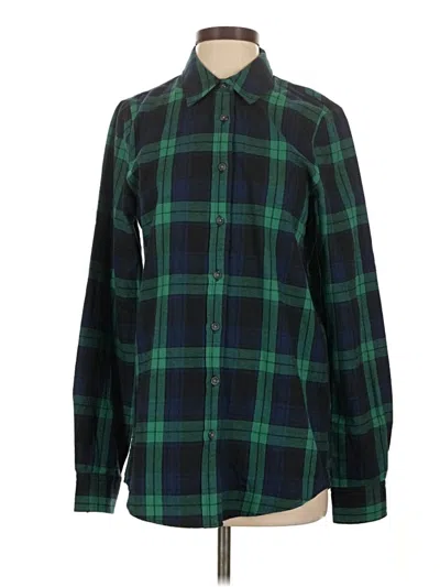 Pre-owned Lands' End Long Sleeve Button Down Shirt In Green
