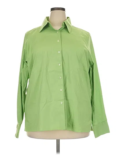 Pre-owned Lands' End Long Sleeve Button Down Shirt In Green
