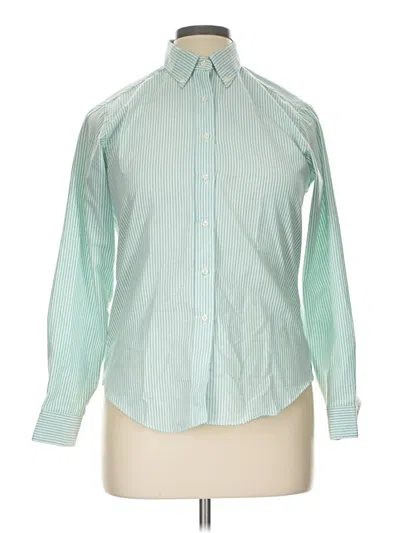 Pre-owned Lands' End Long Sleeve Button Down Shirt In Green