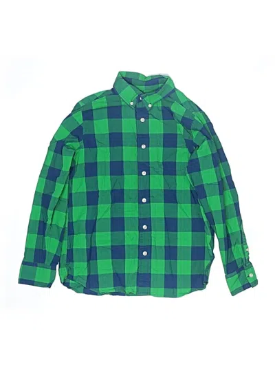 Pre-owned Lands' End Kids'  Long Sleeve Button Down Shirt In Green