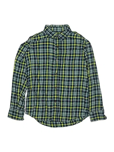 Pre-owned Lands' End Kids'  Long Sleeve Button Down Shirt In Green