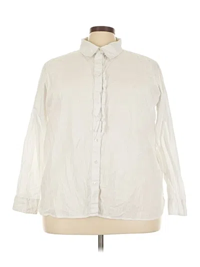 Pre-owned Lands' End Long Sleeve Button Down Shirt In Ivory