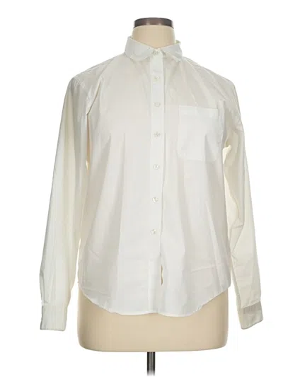 Pre-owned Lands' End Long Sleeve Button Down Shirt In Ivory