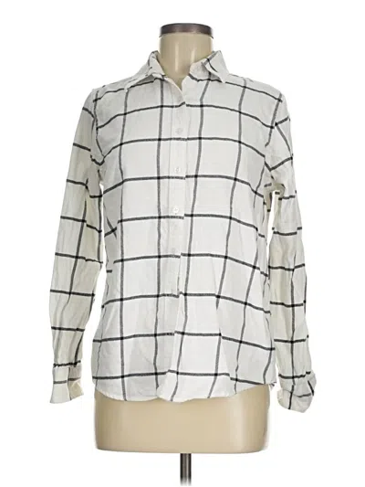 Pre-owned Lands' End Long Sleeve Button Down Shirt In Ivory