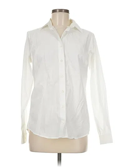 Pre-owned Lands' End Long Sleeve Button Down Shirt In Ivory