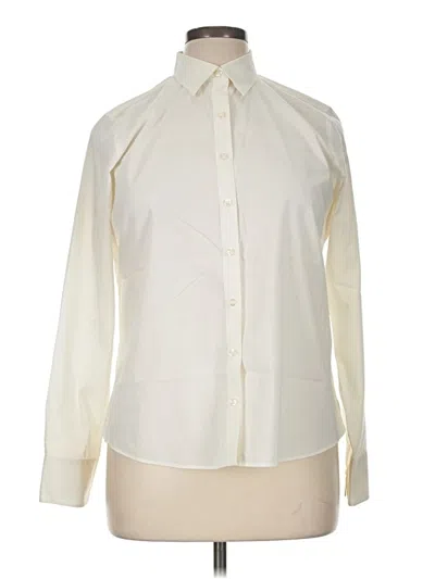 Pre-owned Lands' End Long Sleeve Button Down Shirt In Ivory