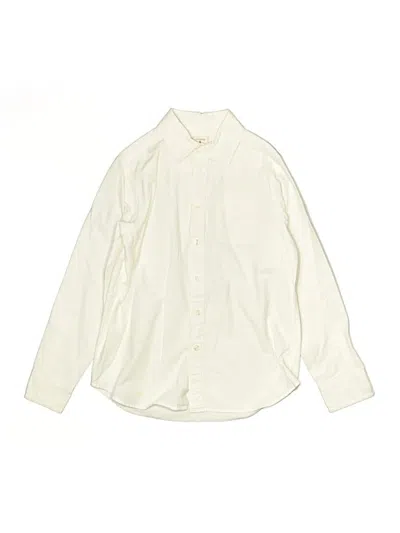 Pre-owned Lands' End Kids'  Long Sleeve Button Down Shirt In Ivory