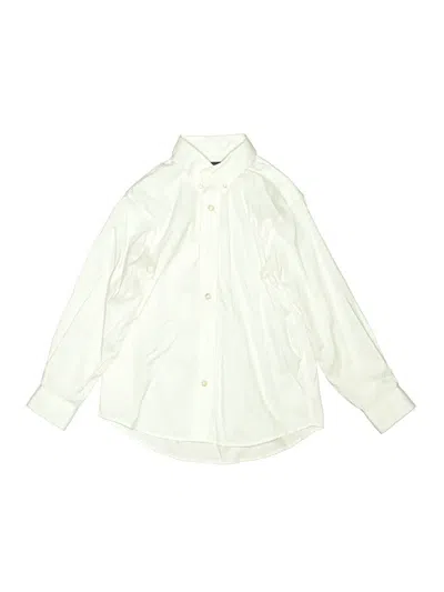 Pre-owned Lands' End Kids'  Long Sleeve Button Down Shirt In Ivory