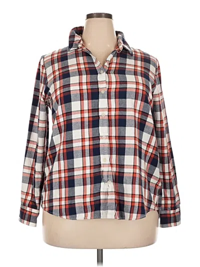 Pre-owned Lands' End Long Sleeve Button Down Shirt In Ivory