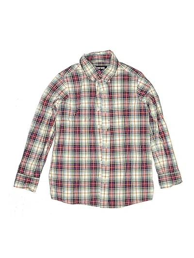Pre-owned Lands' End Kids'  Long Sleeve Button Down Shirt In Ivory