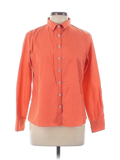 Pre-owned Lands' End Long Sleeve Button Down Shirt In Orange